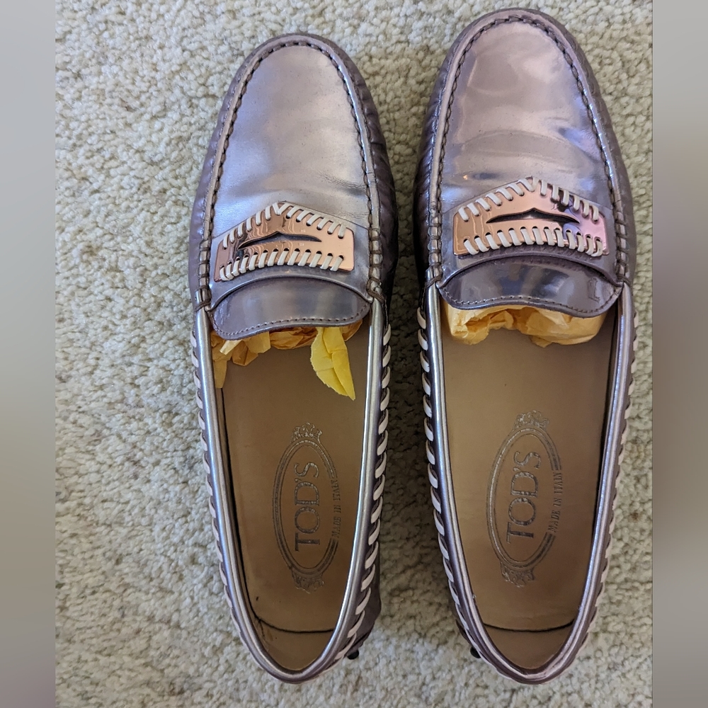Tod's Metallic Loafers